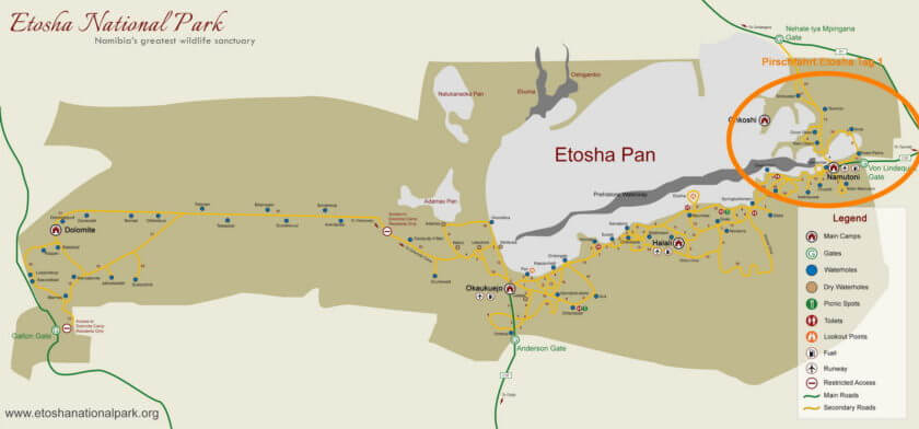 Übersichtskarte Etosha Park