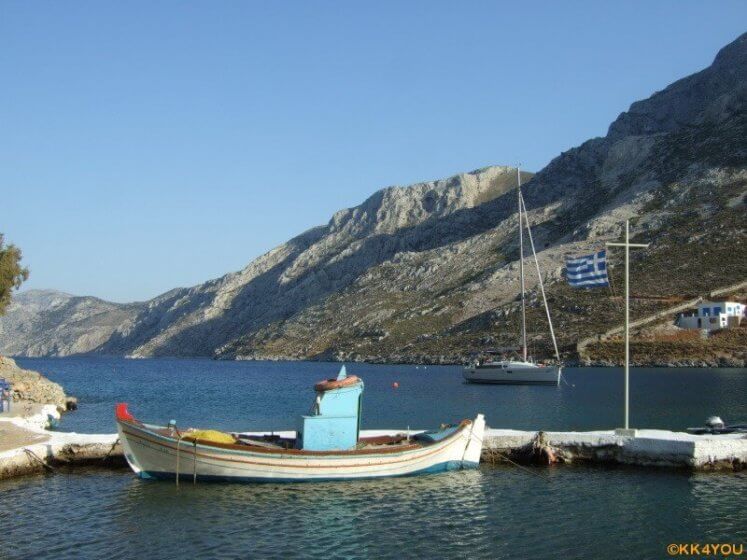 Kalymnos -O. Palaio. Blick von Taverne Ilias